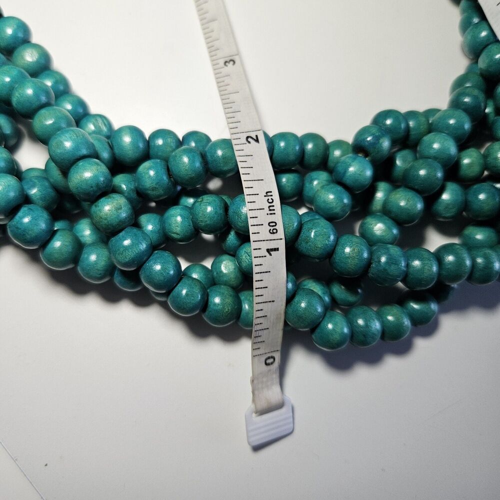 **Last Chance!! Final Sale** Turquoise Colored Wooden Braided Beaded 31.5" - Picture 8 of 13